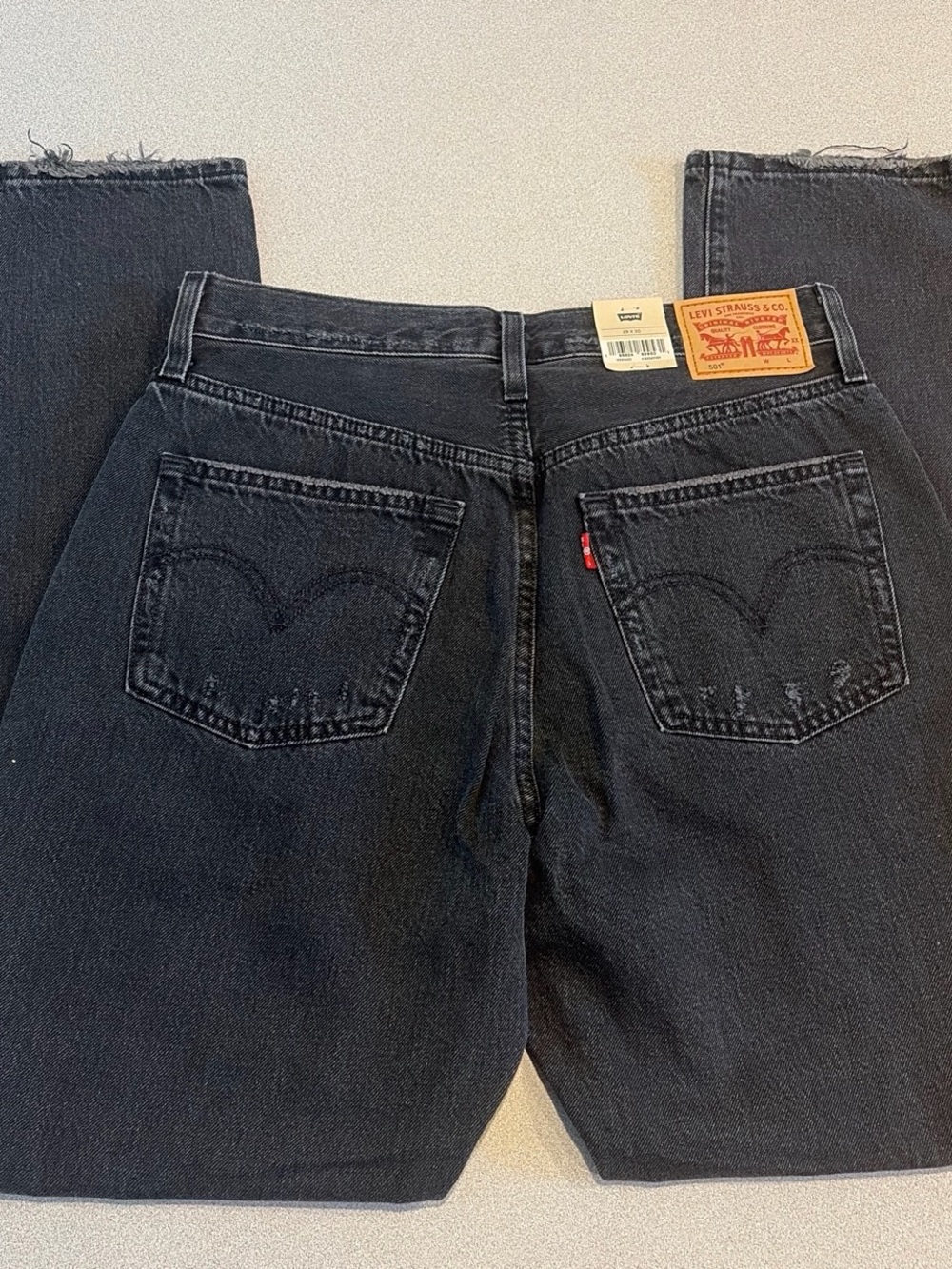 Levi's 501 Original High Rise Black Distressed Jeans Size 29x30 - Picture 3 of 4